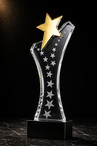 Star Stripe Crystal Award - custom crystal awards with your logo